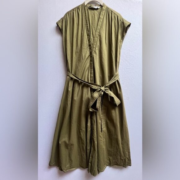 Zara Green v neck button button shirt maxi cotton dress Sz XS - Picture 2 of 15